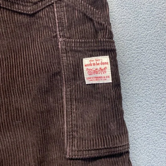 Levis 568 Loose Straight Carpenter Pants Brown Corduroy Workwear Size 38x34